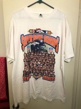 Vintage STARTER Super Bowl Chaps Denver Broncos Players Shirt Size XL